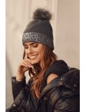 Winter hat with shiny graphite cuff C61 - Online store - Boutique